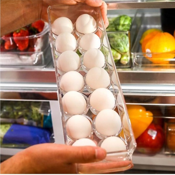 UTOPIA Stackable Refrigerator Egg Storage Bin with Lid Stores 14 Eggs - Picture 2 of 3